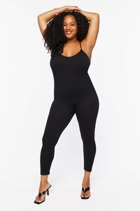 BLACK Plus Size Seamless Cami Jumpsuit, image 1