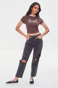 BROWN/MULTI Teach Peace Graphic Cropped Tee, image 4