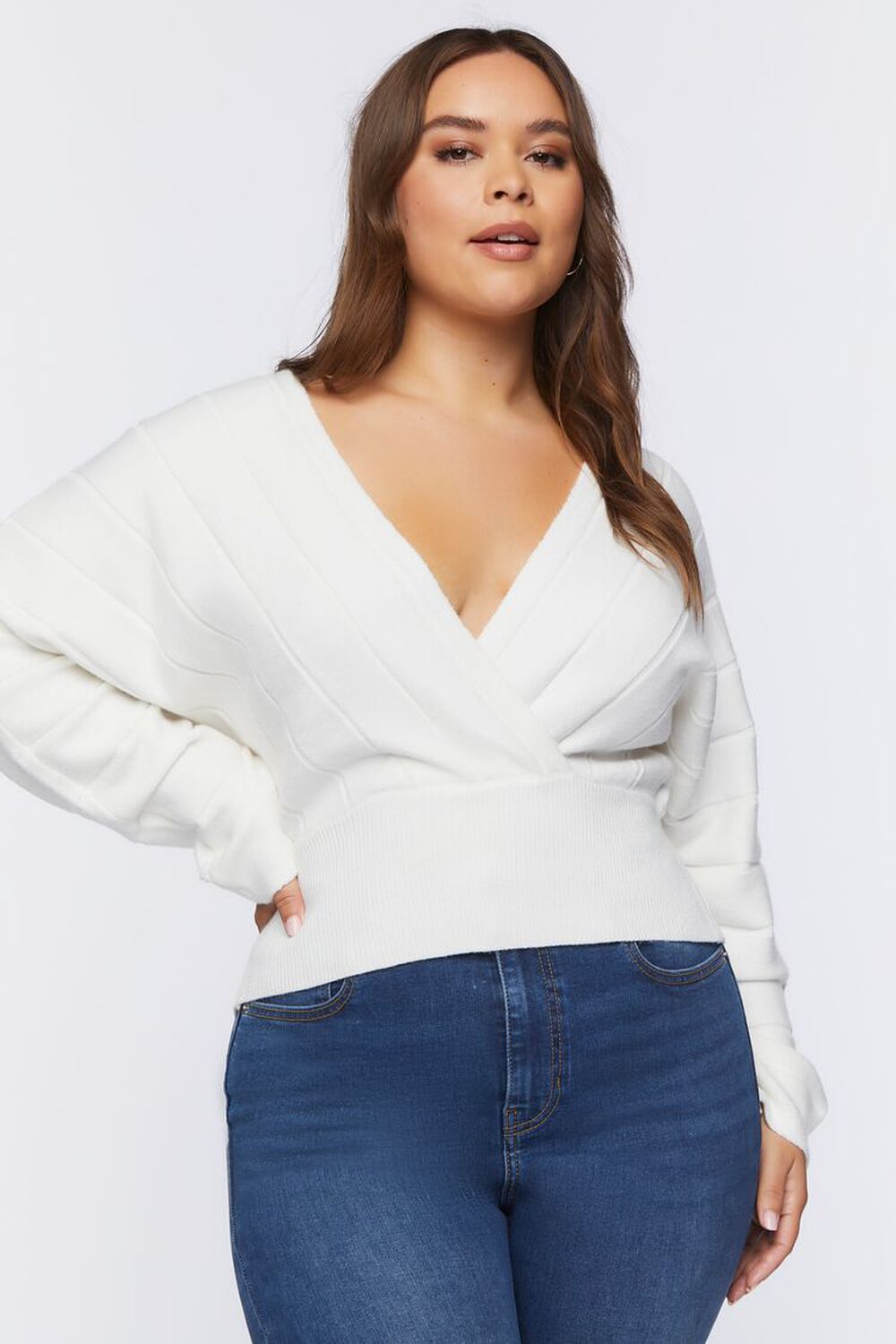 VANILLA Plus Size Plunging Dolman-Sleeve Sweater, image 1