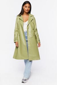 SAGE Faux Leather Double-Breasted Trench Coat, image 5