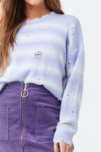 LAVENDER/CREAM Brushed Distressed Striped Sweater, image 5