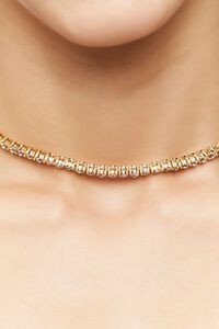 GOLD/CLEAR Faux Gem Box Chain Necklace, image 2