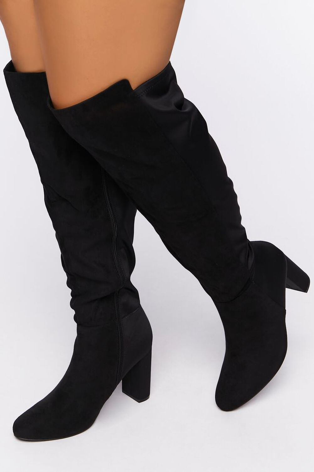 BLACK Faux Suede Over-the-Knee Boots (Wide), image 1