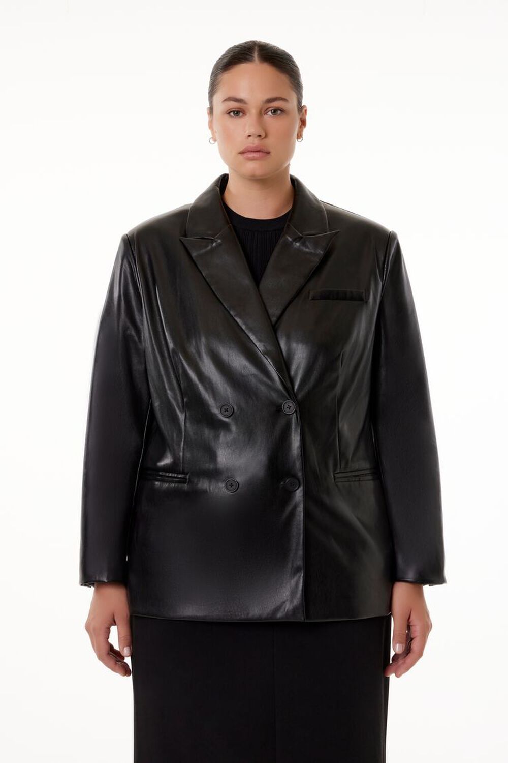 BLACK Plus Size Barneys New York Faux Leather Jacket, image 1