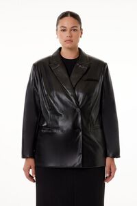 BLACK Plus Size Barneys New York Faux Leather Jacket, image 1
