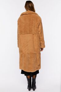 TAN Quilted Faux Shearling Duster Coat, image 3