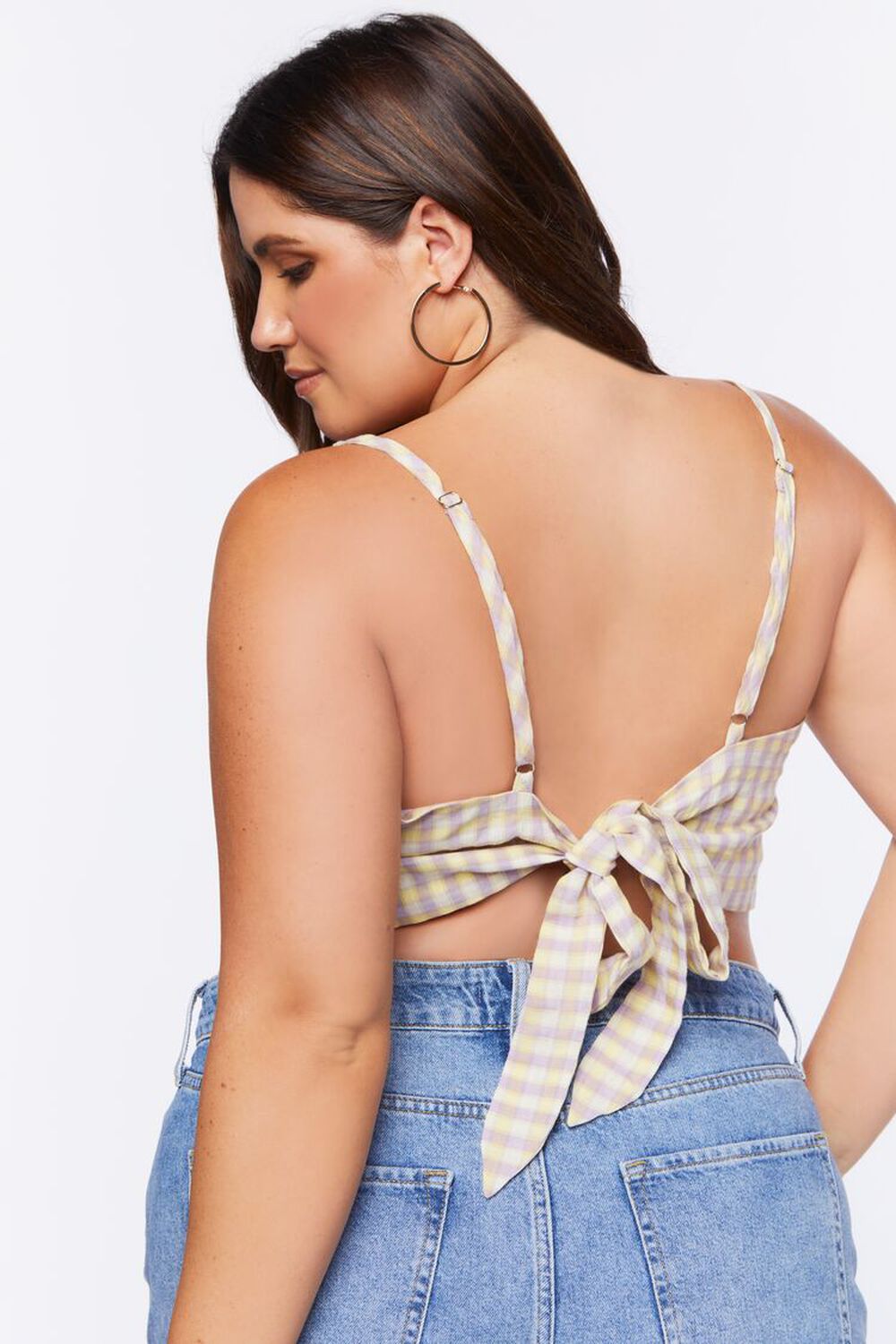 Plus Size Gingham Cropped Cami, image 3