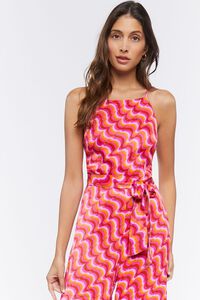 PINK/MULTI Abstract Print Halter Jumpsuit, image 5
