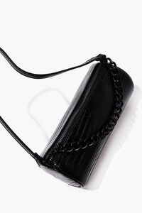 BLACK Faux Croc Leather Baguette Bag, image 2
