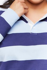 BLUE/MULTI Plus Size Striped Rugby Shirt, image 5