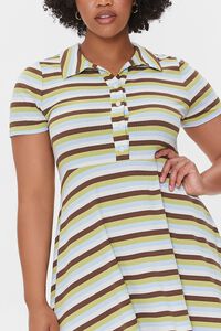 GREEN/MULTI Plus Size Striped Shirt Dress, image 5