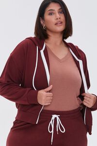 WINE Plus Size Fleece Zip-Up Hoodie, image 5