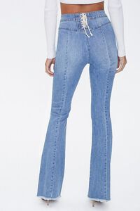 MEDIUM DENIM Lace-Back Flare Jeans, image 4