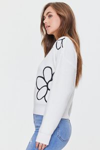 CREAM/BLACK Embroidered Floral Print Sweater, image 2