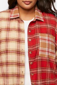 RED/MULTI Plus Size Reworked Plaid Shirt, image 5