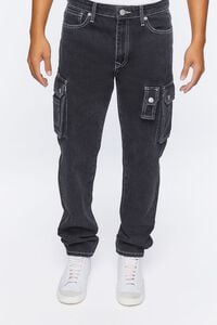 BLACK Slim-Fit Denim Cargo Pants, image 2