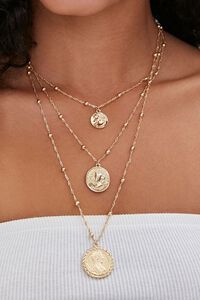GOLD Ancient Coin Pendant Layered Necklace, image 1