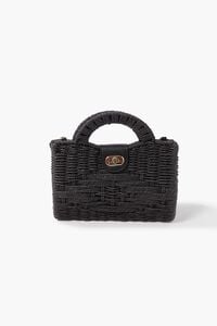 BLACK Basketwoven Straw Crossbody Bag, image 5