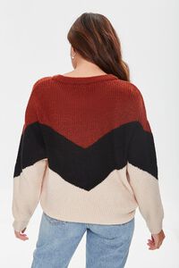 RUST/MULTI Colorblock Chevron Sweater, image 4