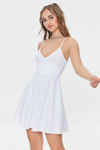 WHITE Surplice Skater Mini Dress, image 1