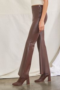 BROWN Faux Leather Flare Pants, image 3