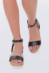 BLACK Cork Ankle-Strap Flatform Sandals, image 4
