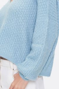 LIGHT BLUE Open-Knit V-Neck Sweater, image 5