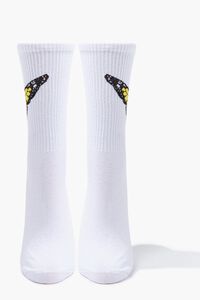WHITE/YELLOW Butterfly Graphic Crew Socks, image 4