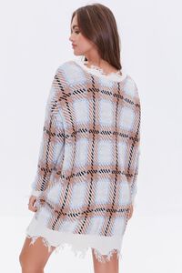 CREAM/TAUPE Plaid Mini Sweater Dress, image 3