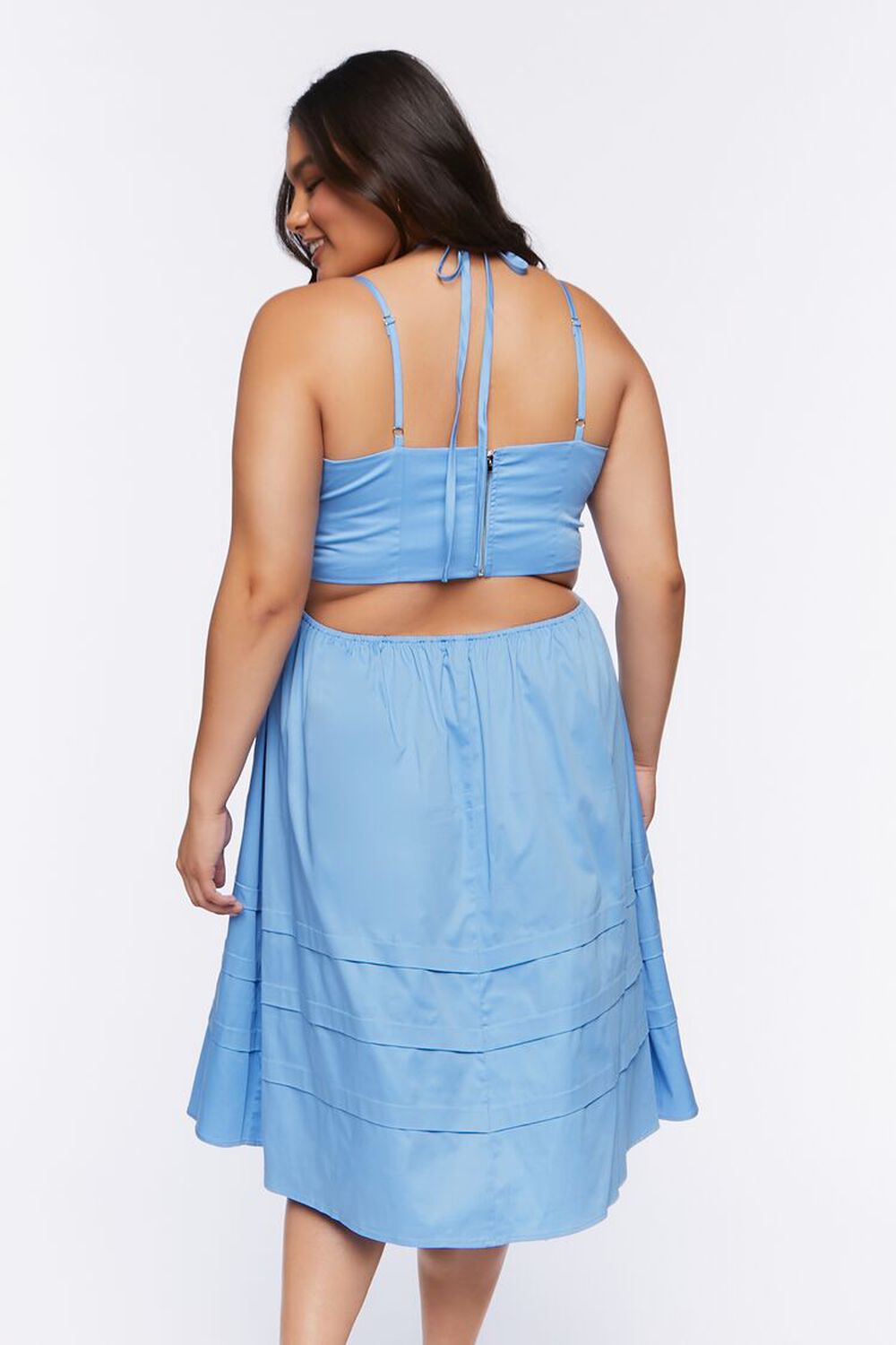 DELLA ROBBIA BLUE Plus Size Cutout Fit & Flare Midi Dress, image 3