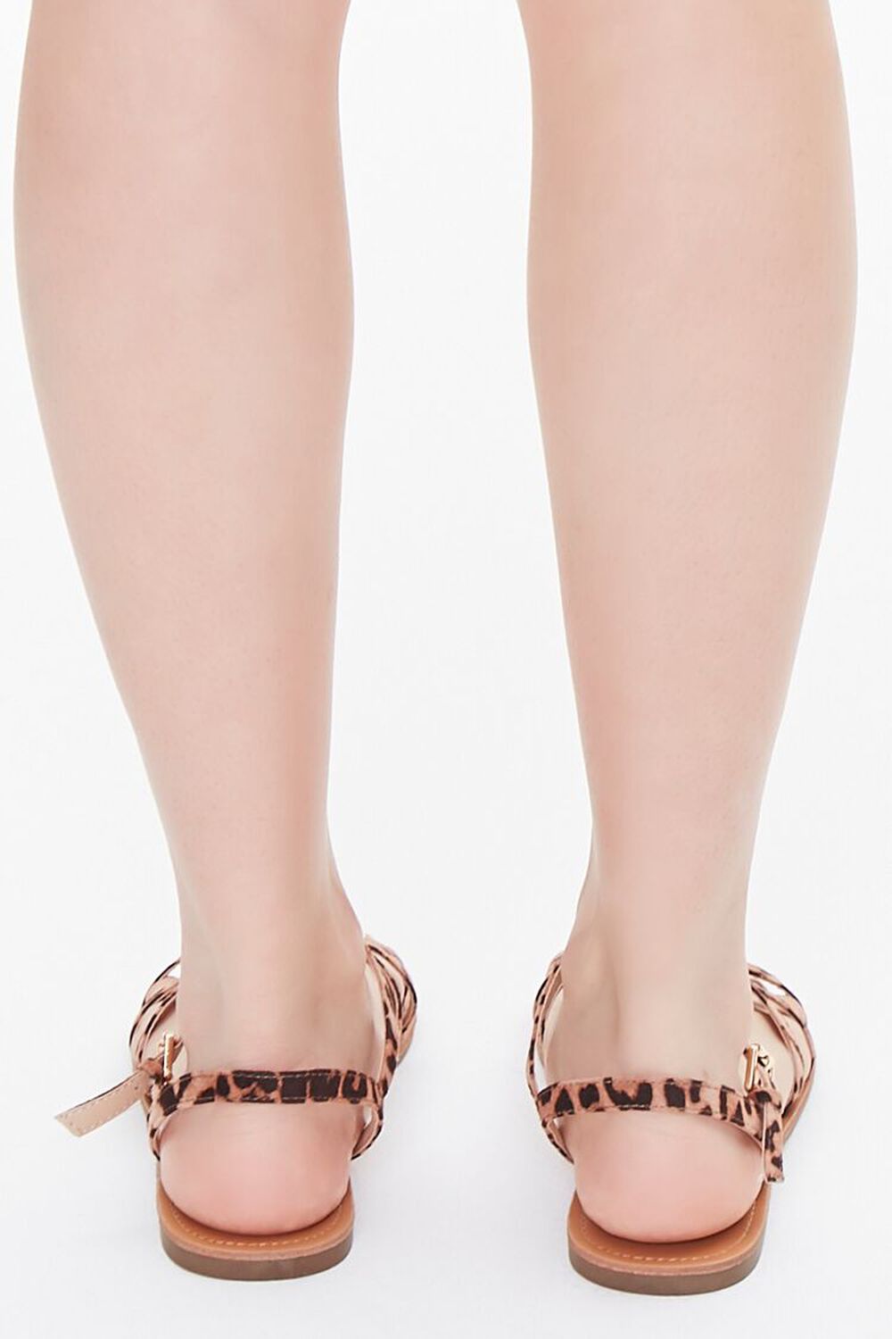 TAN/BLACK Leopard Print Strappy Sandals, image 3