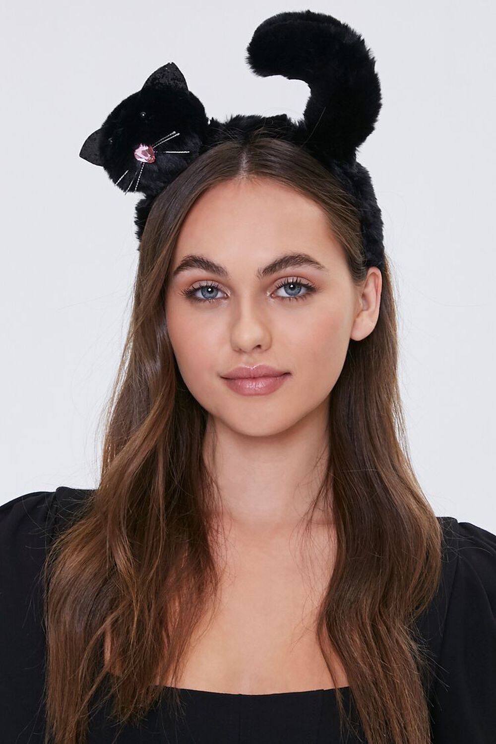 BLACK Plush Cat Headband, image 1