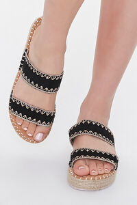 BLACK Threaded Espadrille Flatform Sandals, image 4