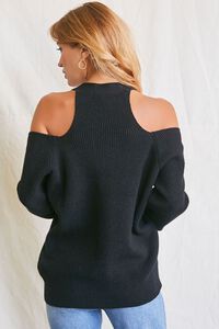 BLACK Open-Shoulder Buttoned Sweater, image 3
