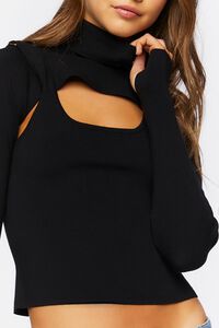 Turtleneck Combo Sweater-Knit Top, image 5