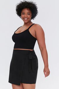 BLACK Plus Size Linen-Blend Self-Tie Skirt, image 1