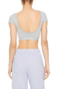HEATHER GREY Seamless Scoop-Back Cropped Tee, image 3