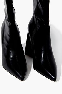 BLACK Faux Leather Block Heel Booties (Wide), image 5