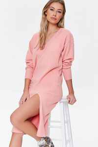 PINK Ribbed-Trim Sweater Dress, image 1