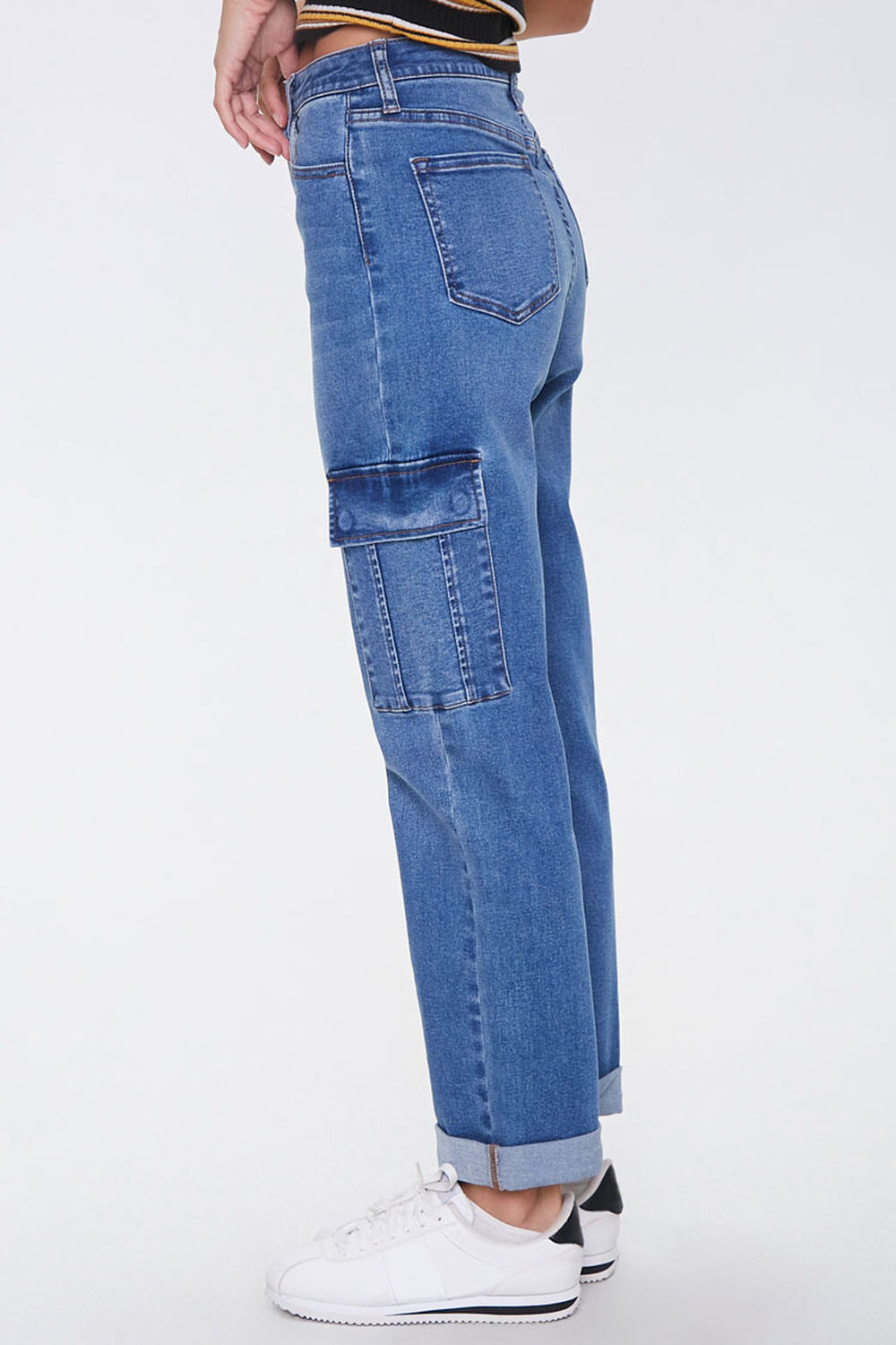 MEDIUM DENIM Recycled Cargo Skinny Jeans, image 3