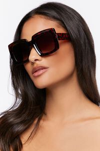 BROWN/BROWN Oversized Square Sunglasses, image 2