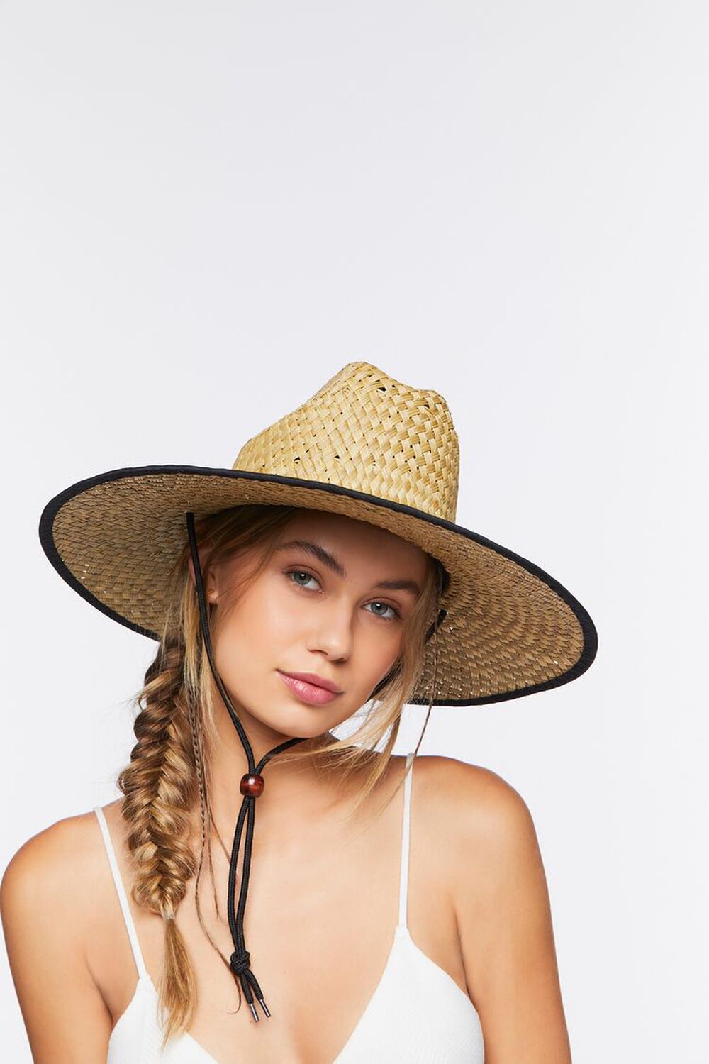 NATURAL/BLACK Straw Panama Hat, image 1