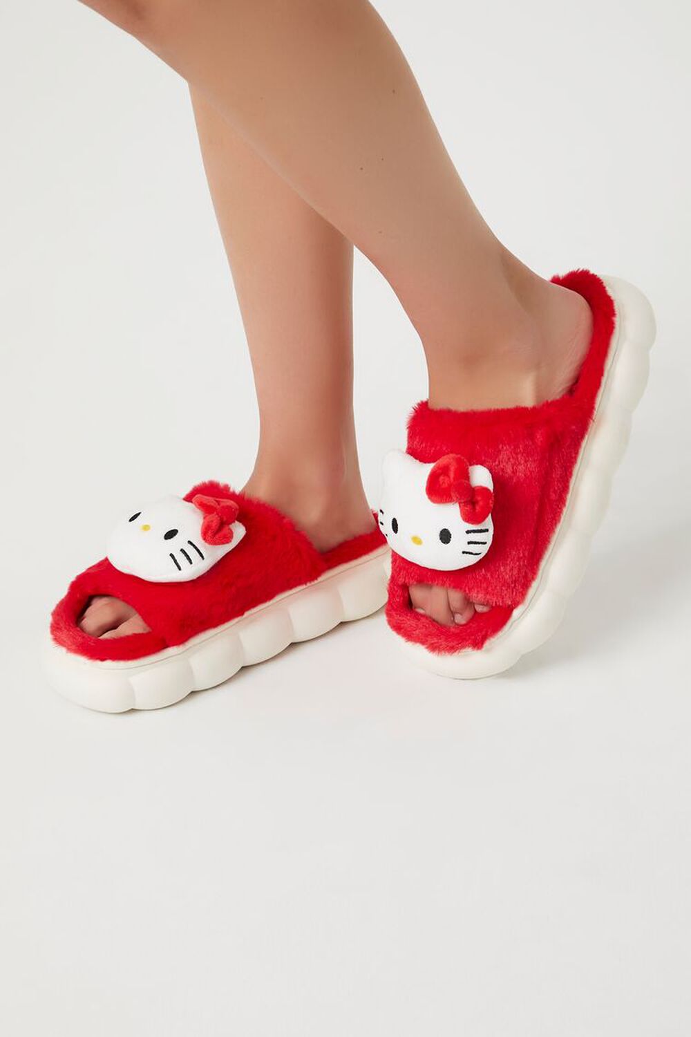 RED/WHITE Hello Kitty Plush House Slippers, image 1