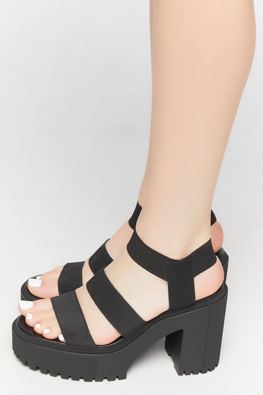 BLACK Strappy Platform Lug Sandals, image 2