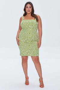 GREEN/MULTI Plus Size Marble Print Mini Dress, image 4