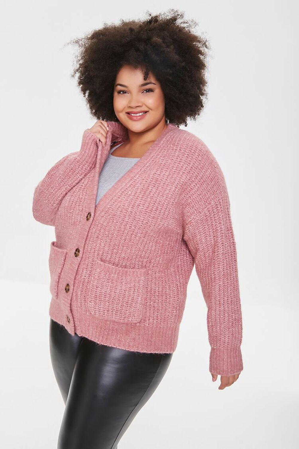 Plus Size Buttoned Cardigan Sweater, image 1