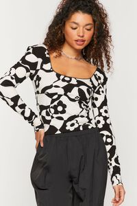 BLACK/MULTI Abstract Floral Print Top, image 1