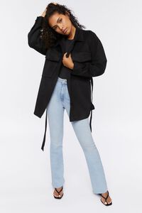 BLACK Faux Suede Trench Jacket, image 4