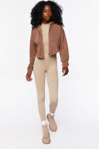 BROWN French Terry Zip-Up Hoodie, image 4