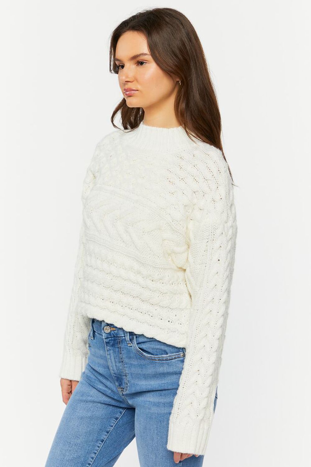 VANILLA Cable Knit Mock Neck Sweater, image 2
